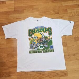 Vintage 1997 Green Bay Packers NFC Champions Starter Tshirt Size XL White USA
